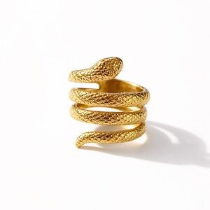 Gold Snake Wrap Ring Size 6 Whimsygoth Serpent Statement Ring Witchy Jewelry